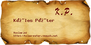 Köles Péter névjegykártya